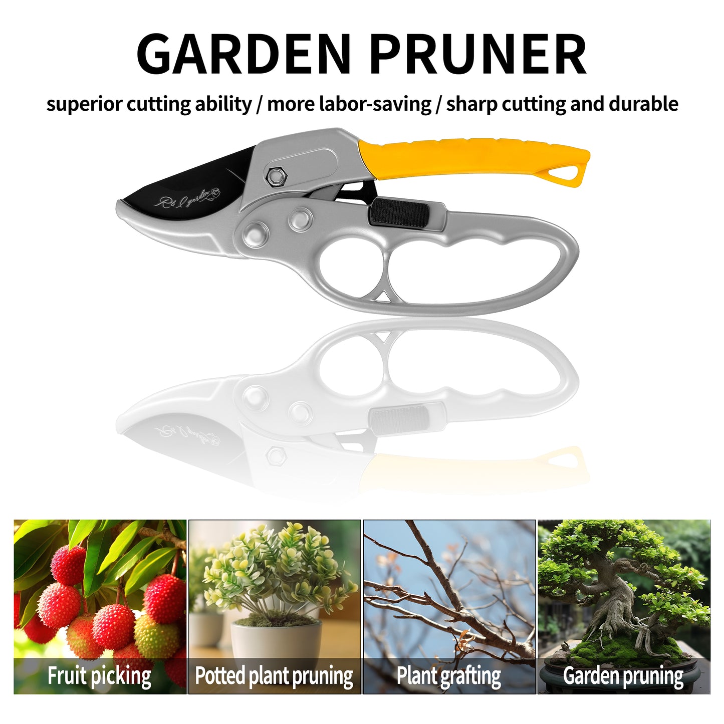 High Quality SK5 Steel PP Handle Branch Cutter Tools Garden Pruning Shears Scissors Ratchet Pruner