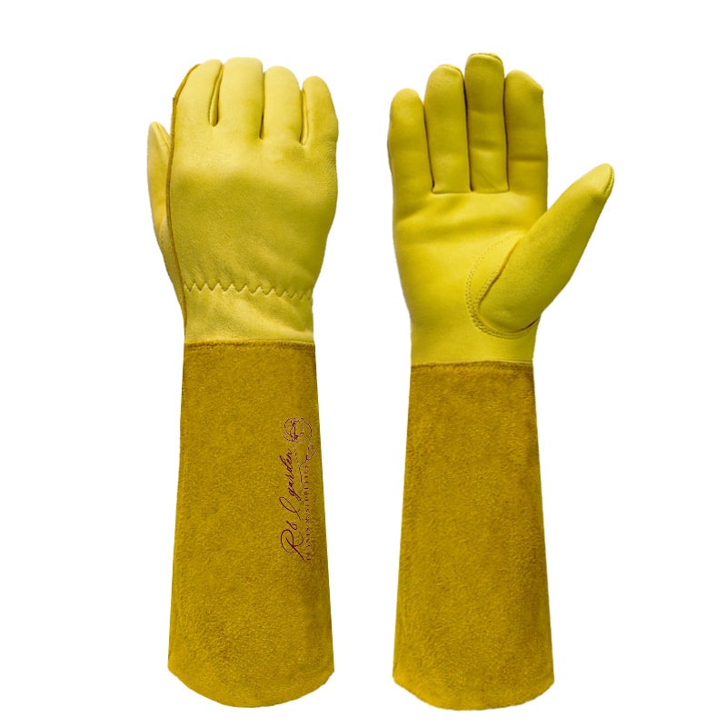 Rose Pruning Gloves for Men and Women - Thorn Proof Goatskin Leather Gardening Gloves with Gauntlet