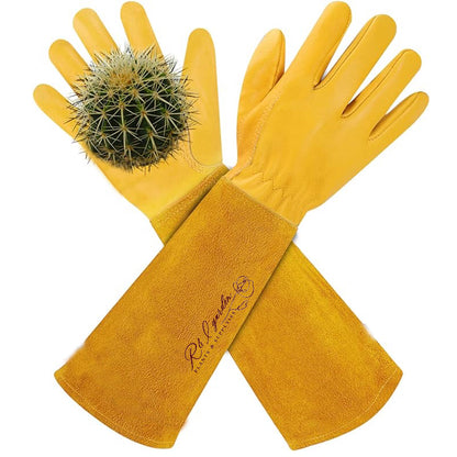 Rose Pruning Gloves for Men and Women - Thorn Proof Goatskin Leather Gardening Gloves with Gauntlet
