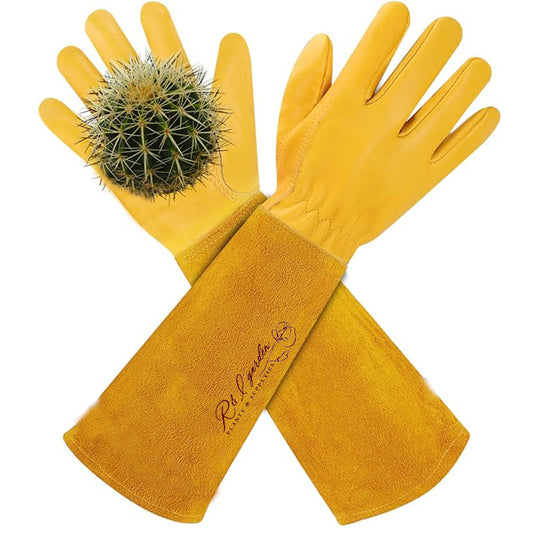 Rose Pruning Gloves for Men and Women - Thorn Proof Goatskin Leather Gardening Gloves with Gauntlet