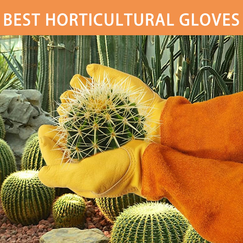 Rose Pruning Gloves for Men and Women - Thorn Proof Goatskin Leather Gardening Gloves with Gauntlet