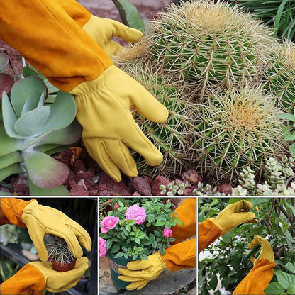 Rose Pruning Gloves for Men and Women - Thorn Proof Goatskin Leather Gardening Gloves with Gauntlet