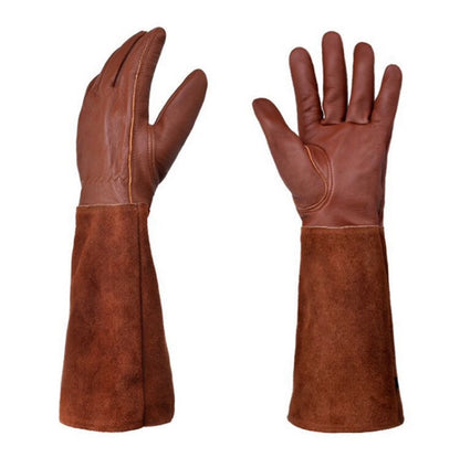 Rose Pruning Gloves for Men and Women - Thorn Proof Goatskin Leather Gardening Gloves with Gauntlet